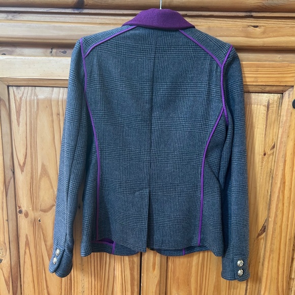 Juicy Couture Blazer Wool Blend Gray Plaid Purple Women's Jacket Size Medium - Picture 6 of 11